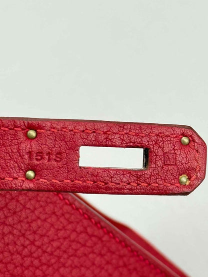 Pre - loved HERMES Kelly Sellier Red Top Handle at Reems Closet