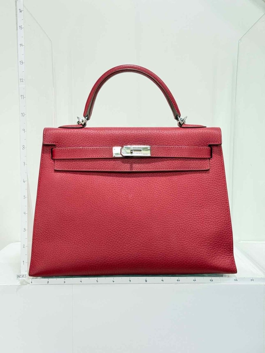 Pre - loved HERMES Kelly Sellier Red Top Handle at Reems Closet