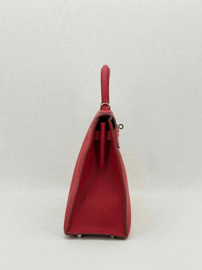 Pre - loved HERMES Kelly Sellier Red Top Handle at Reems Closet