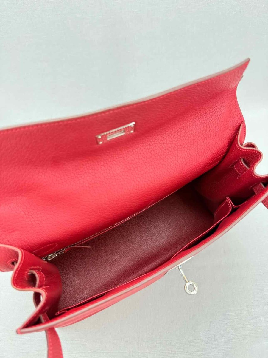 Pre - loved HERMES Kelly Sellier Red Top Handle at Reems Closet