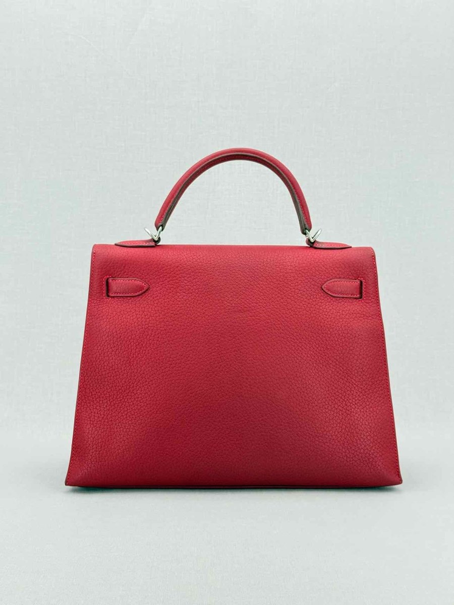 Pre - loved HERMES Kelly Sellier Red Top Handle at Reems Closet