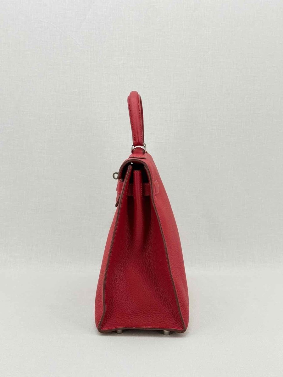 Pre - loved HERMES Kelly Sellier Red Top Handle at Reems Closet