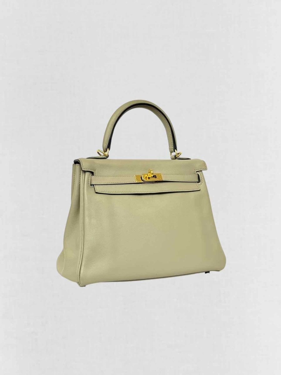 Pre - loved HERMES Kelly Vert Fizz Top Handle at Reems Closet
