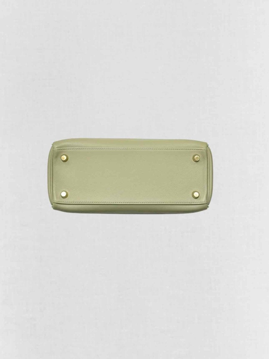 Pre - loved HERMES Kelly Vert Fizz Top Handle at Reems Closet