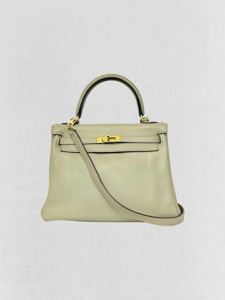 Pre - loved HERMES Kelly Vert Fizz Top Handle at Reems Closet