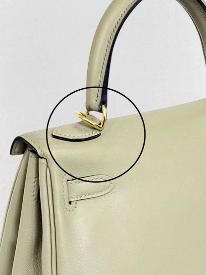 Pre - loved HERMES Kelly Vert Fizz Top Handle at Reems Closet