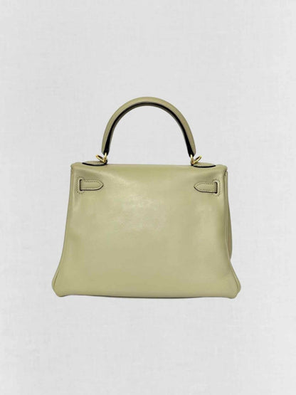 Pre - loved HERMES Kelly Vert Fizz Top Handle at Reems Closet