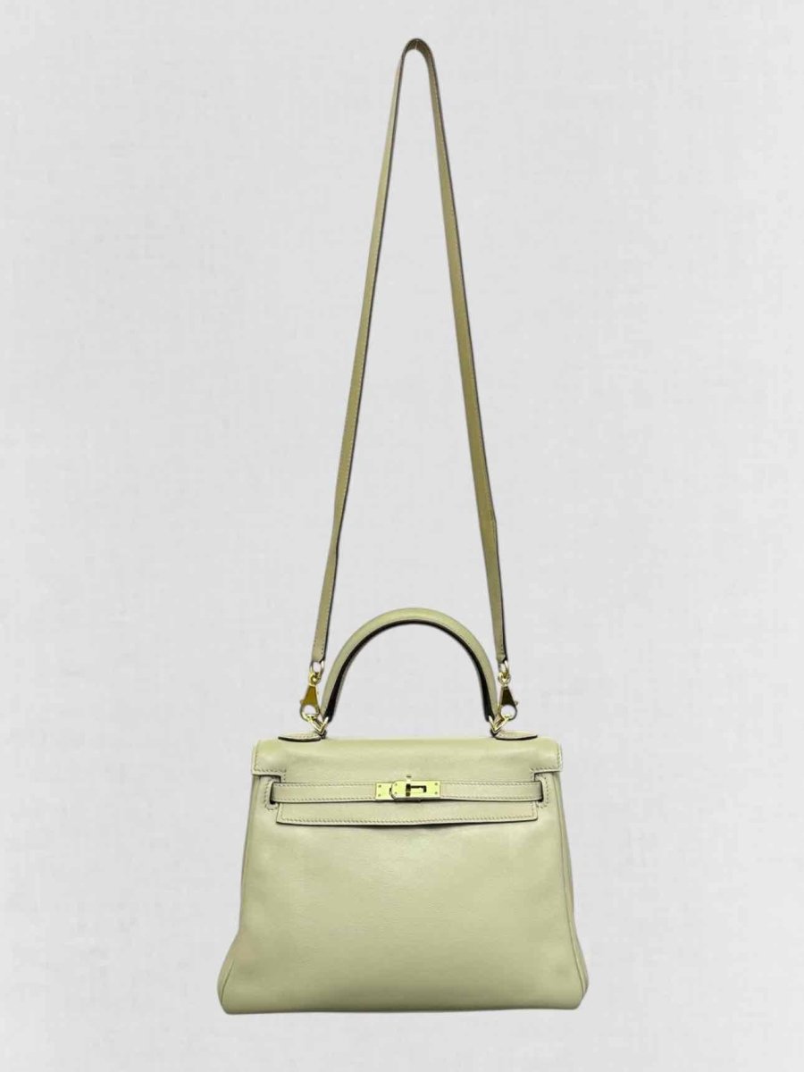 Pre - loved HERMES Kelly Vert Fizz Top Handle at Reems Closet