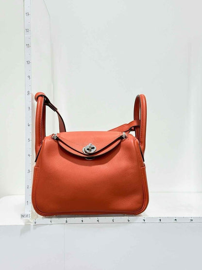 Pre - loved HERMES Lindy Terre Battue Capucine Shoulder Bag at Reems Closet