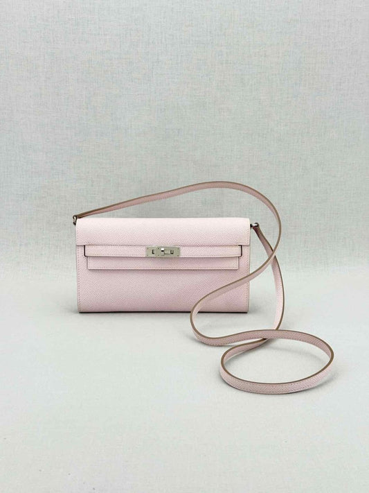 Pre - loved HERMES Mauve Sylvestre Continental Wallet at Reems Closet