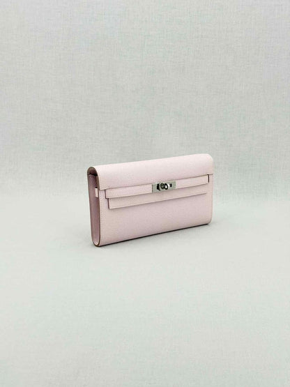 Pre - loved HERMES Mauve Sylvestre Continental Wallet at Reems Closet