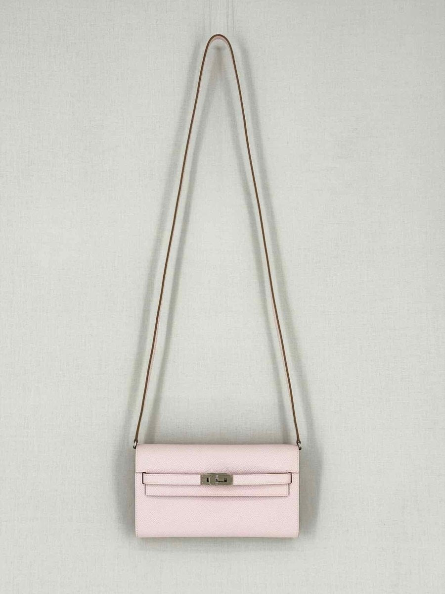 Pre - loved HERMES Mauve Sylvestre Continental Wallet at Reems Closet