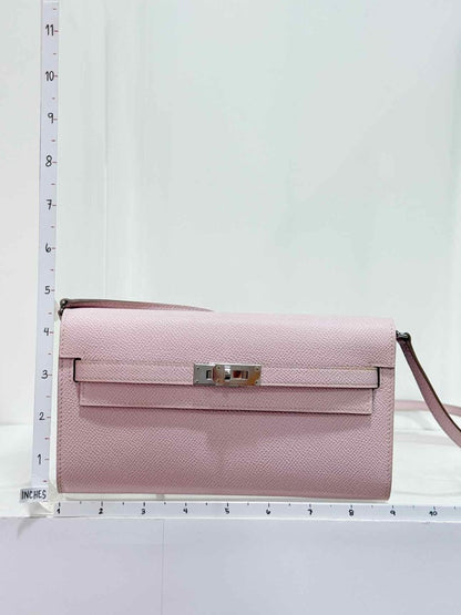 Pre - loved HERMES Mauve Sylvestre Continental Wallet at Reems Closet