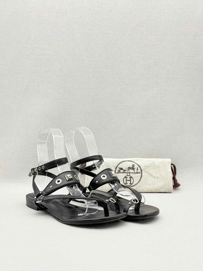 Pre-loved HERMES Medor Black Studded Size EU 38 Sandals at Reems Closet