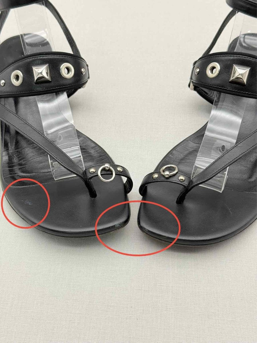 Pre-loved HERMES Medor Black Studded Size EU 38 Sandals at Reems Closet