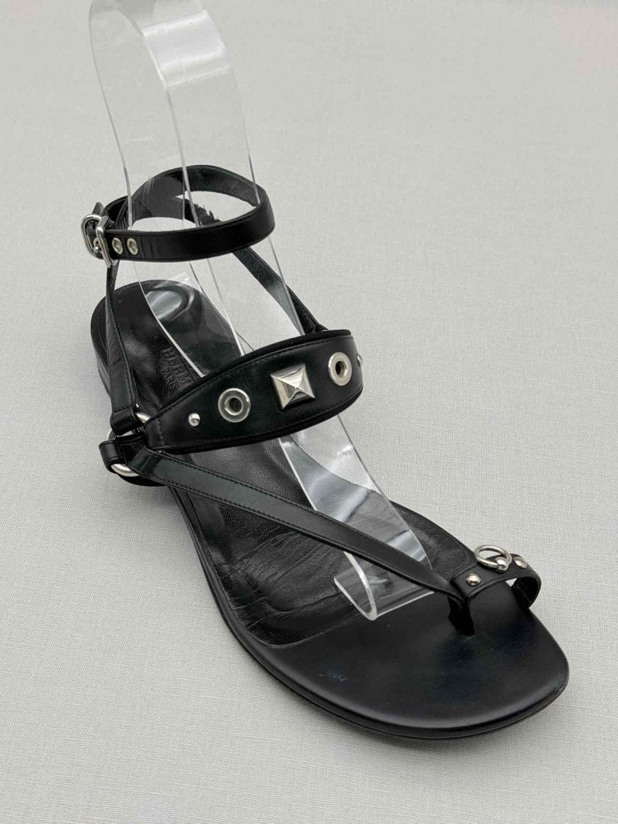 Pre-loved HERMES Medor Black Studded Size EU 38 Sandals at Reems Closet