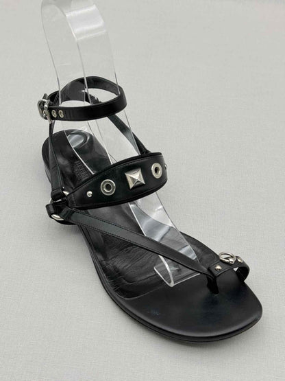 Pre-loved HERMES Medor Black Studded Size EU 38 Sandals at Reems Closet