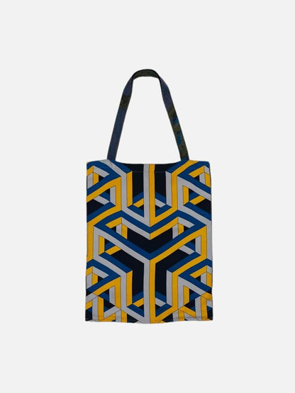 Pre-loved HERMES Navy Blue/Yellow Printed Shoulder Bag from Reems Closet