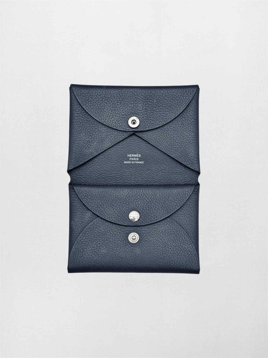 Pre-loved HERMES New Bleu Ocean Card Holder at Reems Closet