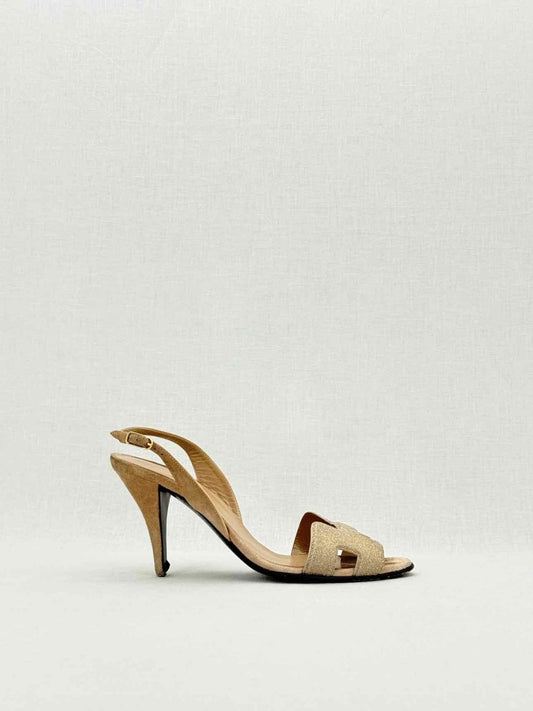 Pre - loved HERMES Night Beige Size EU 37.5 Heeled Sandals at Reems Closet