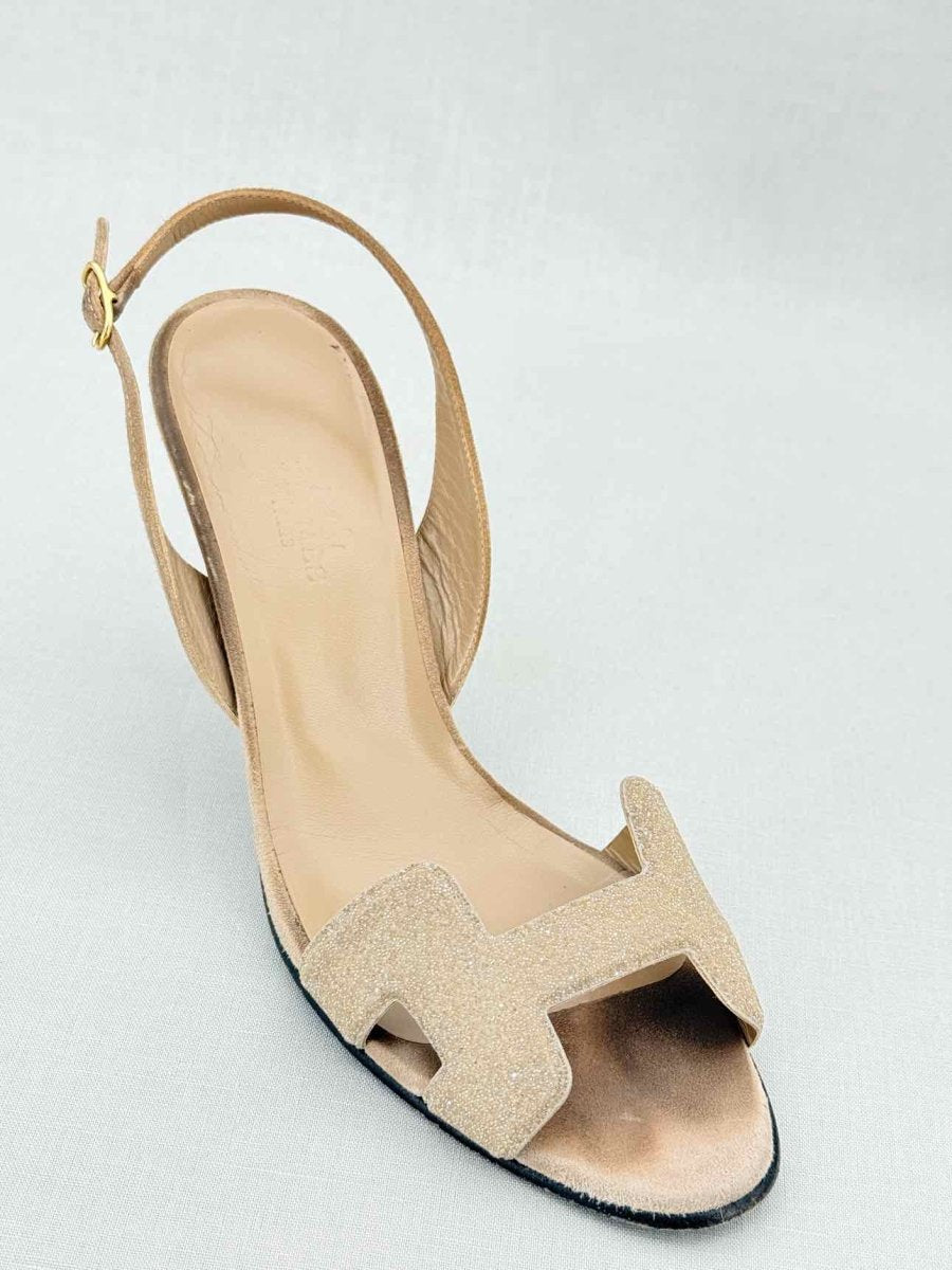Pre - loved HERMES Night Beige Size EU 37.5 Heeled Sandals at Reems Closet