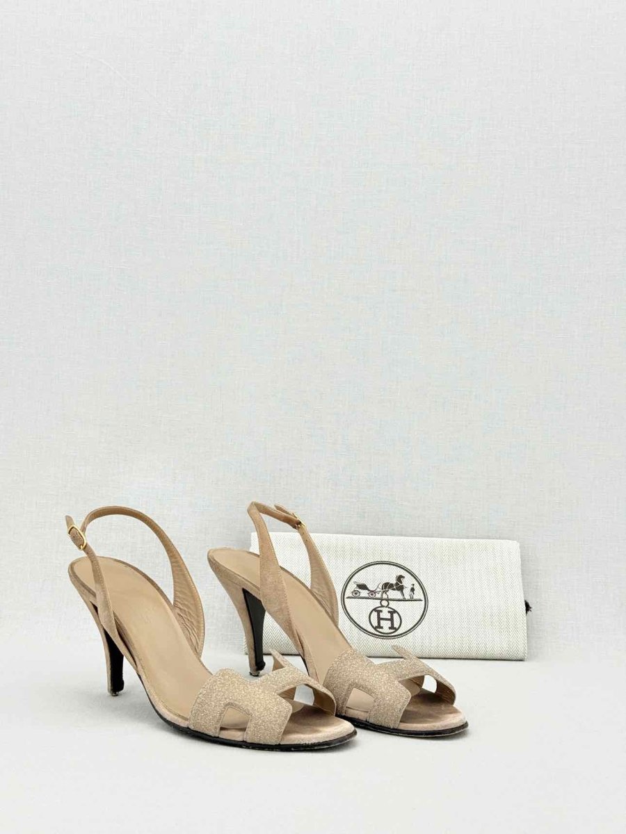Pre - loved HERMES Night Beige Size EU 37.5 Heeled Sandals at Reems Closet