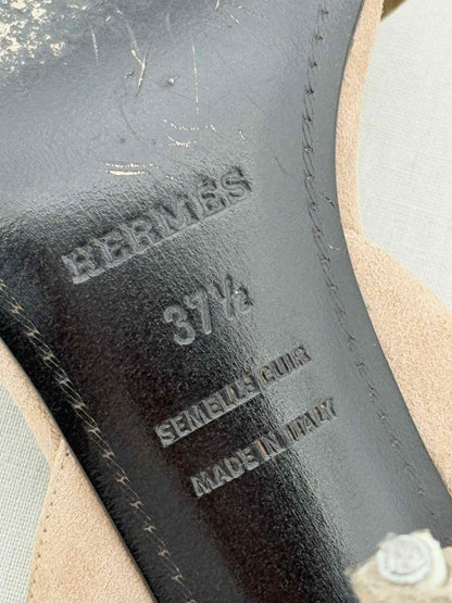 Pre - loved HERMES Night Beige Size EU 37.5 Heeled Sandals at Reems Closet