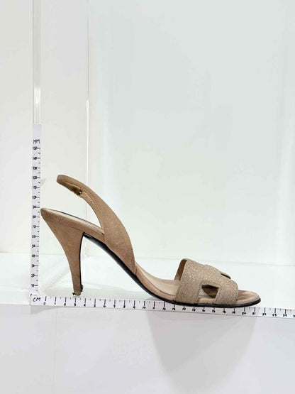 Pre - loved HERMES Night Beige Size EU 37.5 Heeled Sandals at Reems Closet