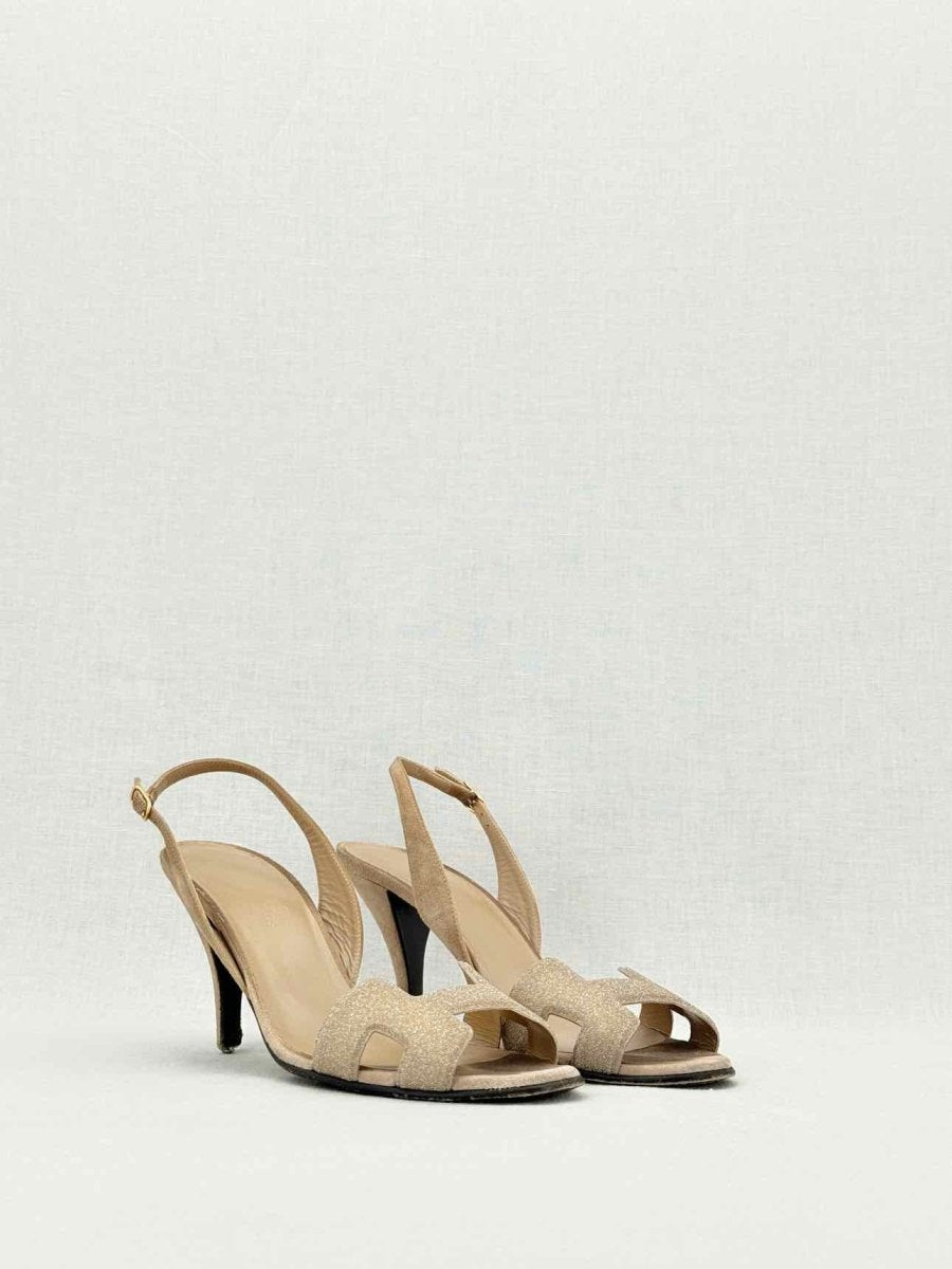 Pre - loved HERMES Night Beige Size EU 37.5 Heeled Sandals at Reems Closet