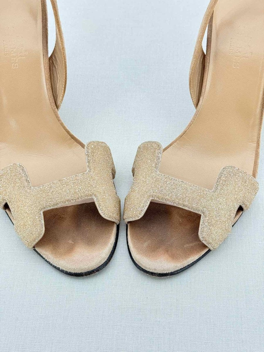 Pre - loved HERMES Night Beige Size EU 37.5 Heeled Sandals at Reems Closet