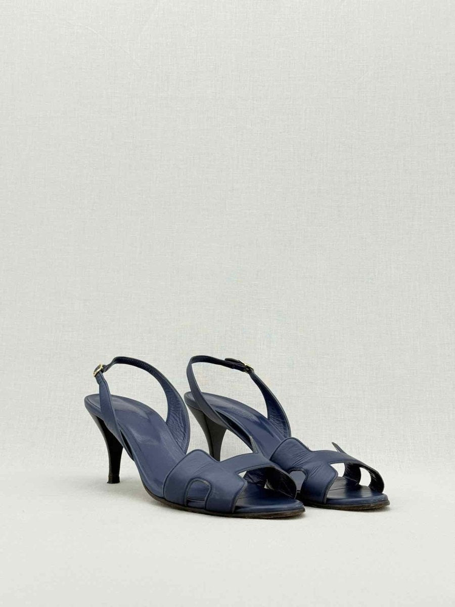 Pre - loved HERMES Night Navy Blue Size EU 40 Heeled Sandals at Reems Closet