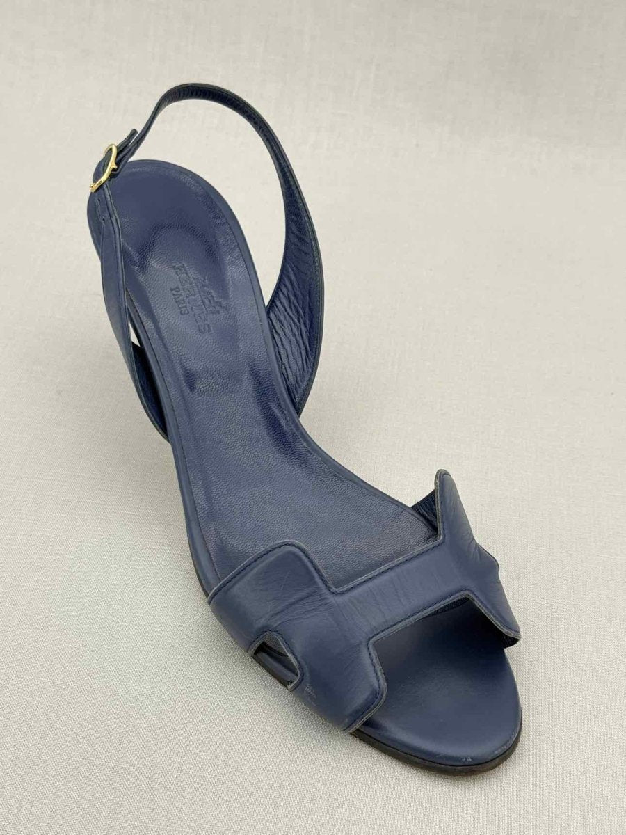 Pre - loved HERMES Night Navy Blue Size EU 40 Heeled Sandals at Reems Closet