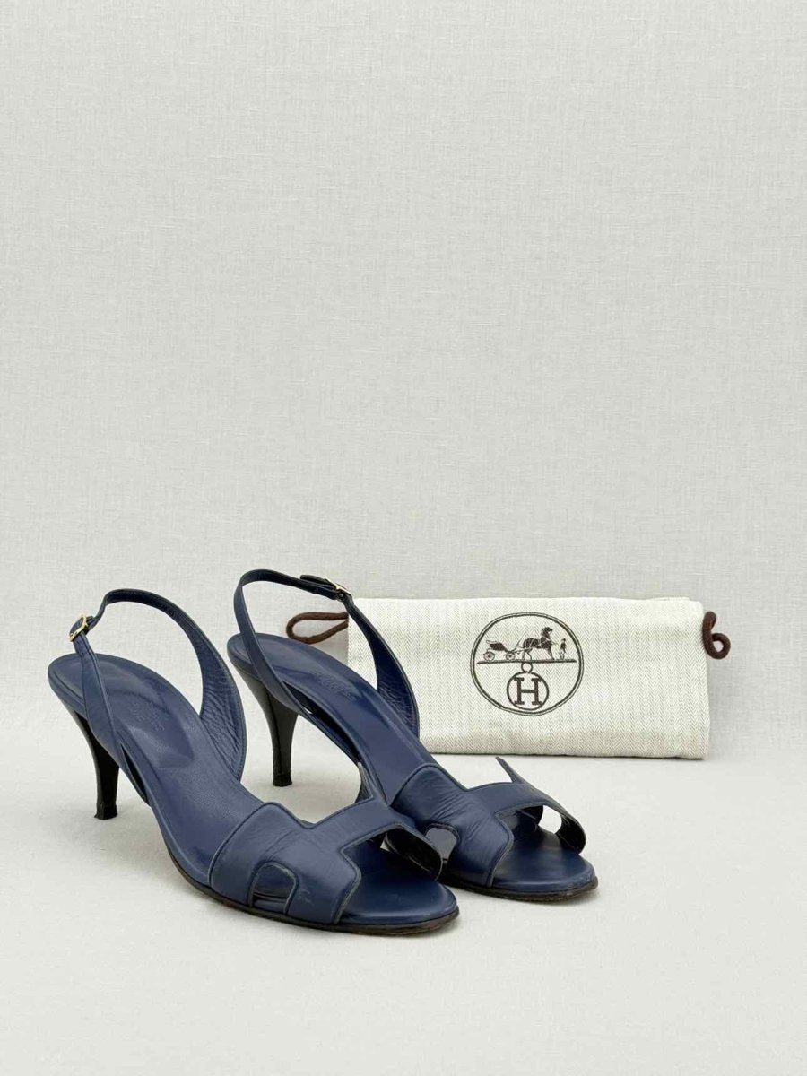 Pre - loved HERMES Night Navy Blue Size EU 40 Heeled Sandals at Reems Closet