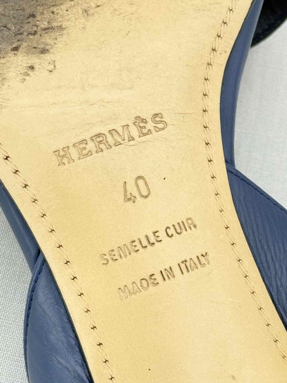 Pre - loved HERMES Night Navy Blue Size EU 40 Heeled Sandals at Reems Closet