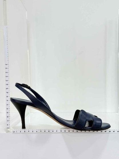 Pre - loved HERMES Night Navy Blue Size EU 40 Heeled Sandals at Reems Closet