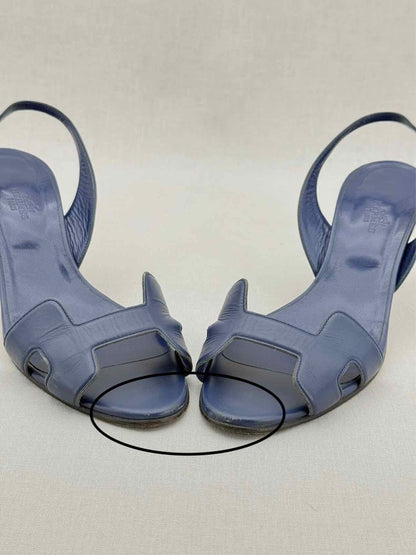 Pre - loved HERMES Night Navy Blue Size EU 40 Heeled Sandals at Reems Closet