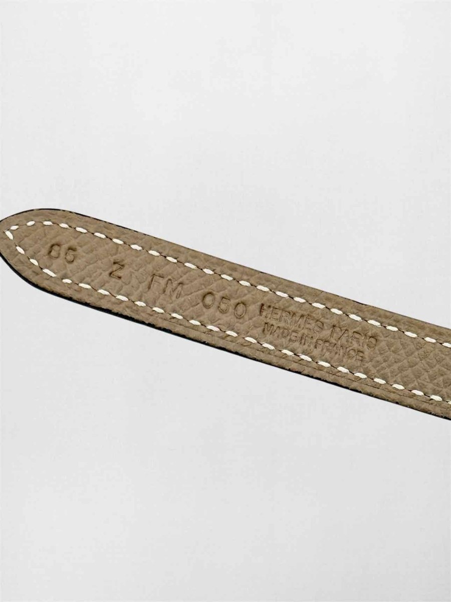 Pre-loved HERMES Noir & Taupe Belt at Reems Closet