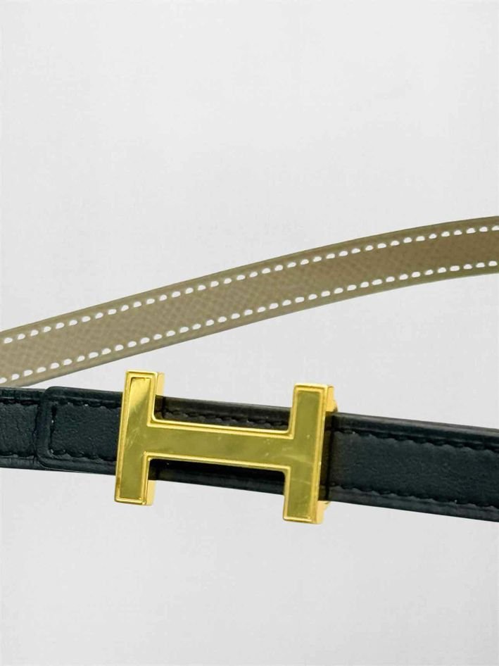 Pre-loved HERMES Noir & Taupe Belt at Reems Closet