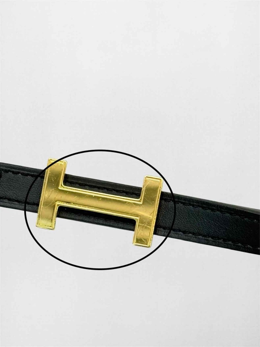 Pre-loved HERMES Noir & Taupe Belt at Reems Closet