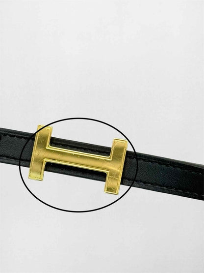 Pre-loved HERMES Noir & Taupe Belt at Reems Closet