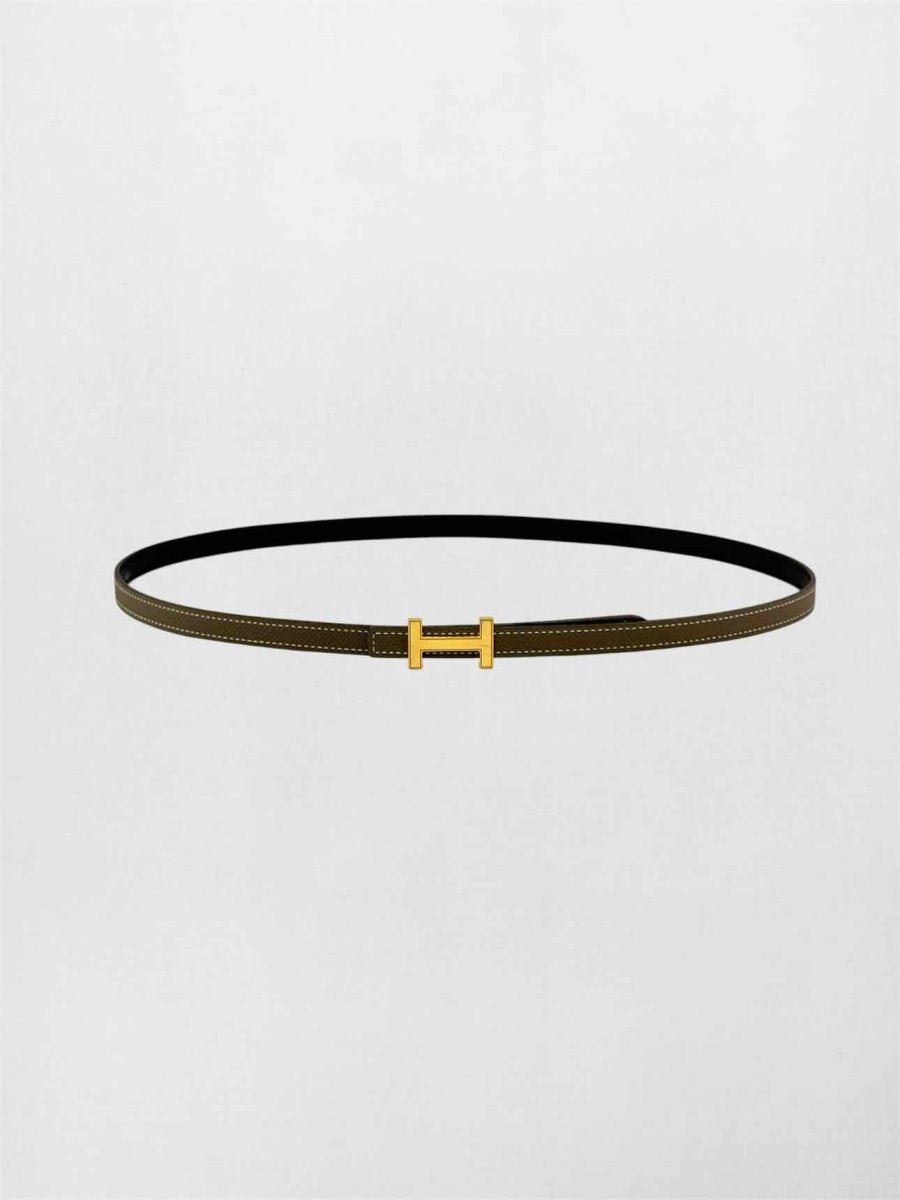 Pre-loved HERMES Noir & Taupe Belt at Reems Closet