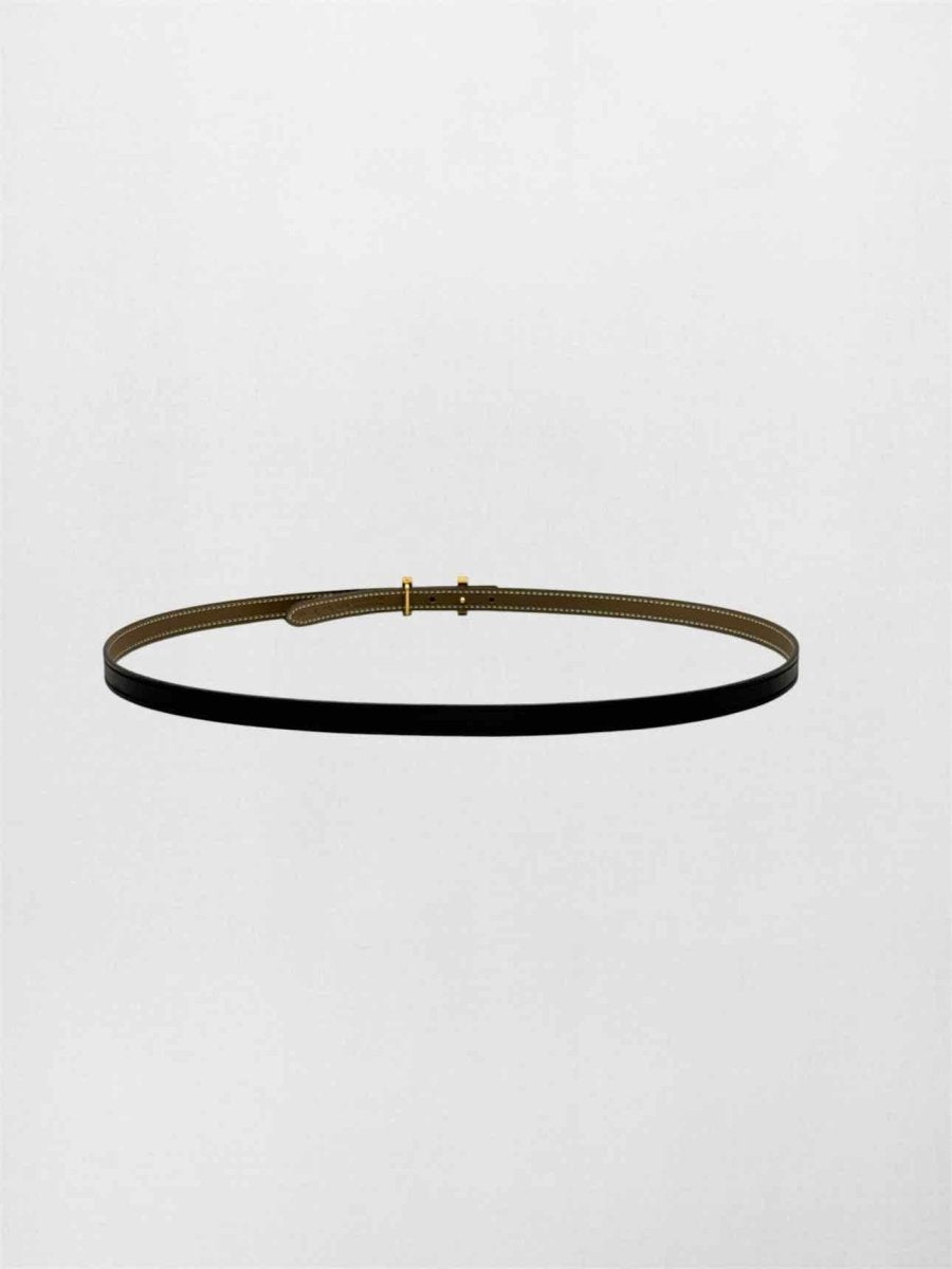 Pre-loved HERMES Noir & Taupe Belt at Reems Closet