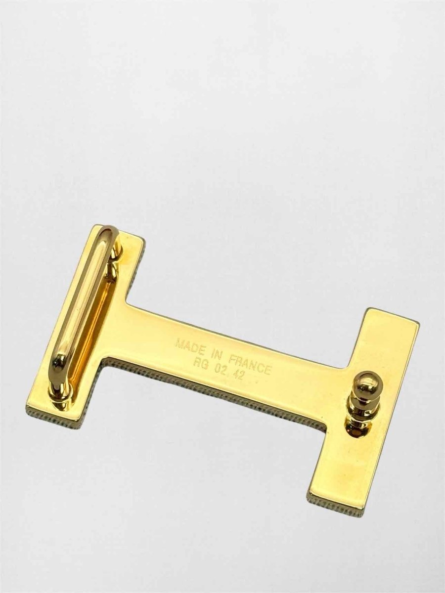 Pre-loved HERMES Noir & Taupe Belt at Reems Closet