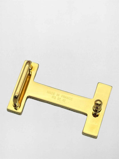Pre-loved HERMES Noir & Taupe Belt at Reems Closet