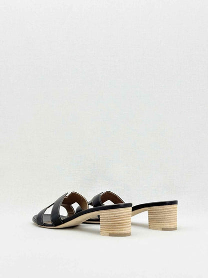 Pre - loved HERMES Oasis Black Size EU 39.5 Heeled Sandals at Reems Closet