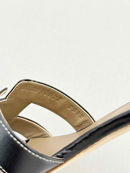Pre - loved HERMES Oasis Black Size EU 39.5 Heeled Sandals at Reems Closet
