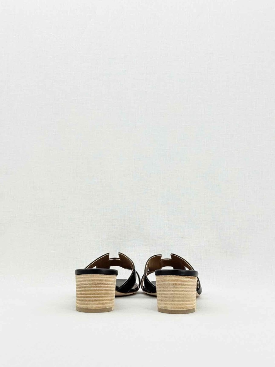 Pre - loved HERMES Oasis Black Size EU 39.5 Heeled Sandals at Reems Closet