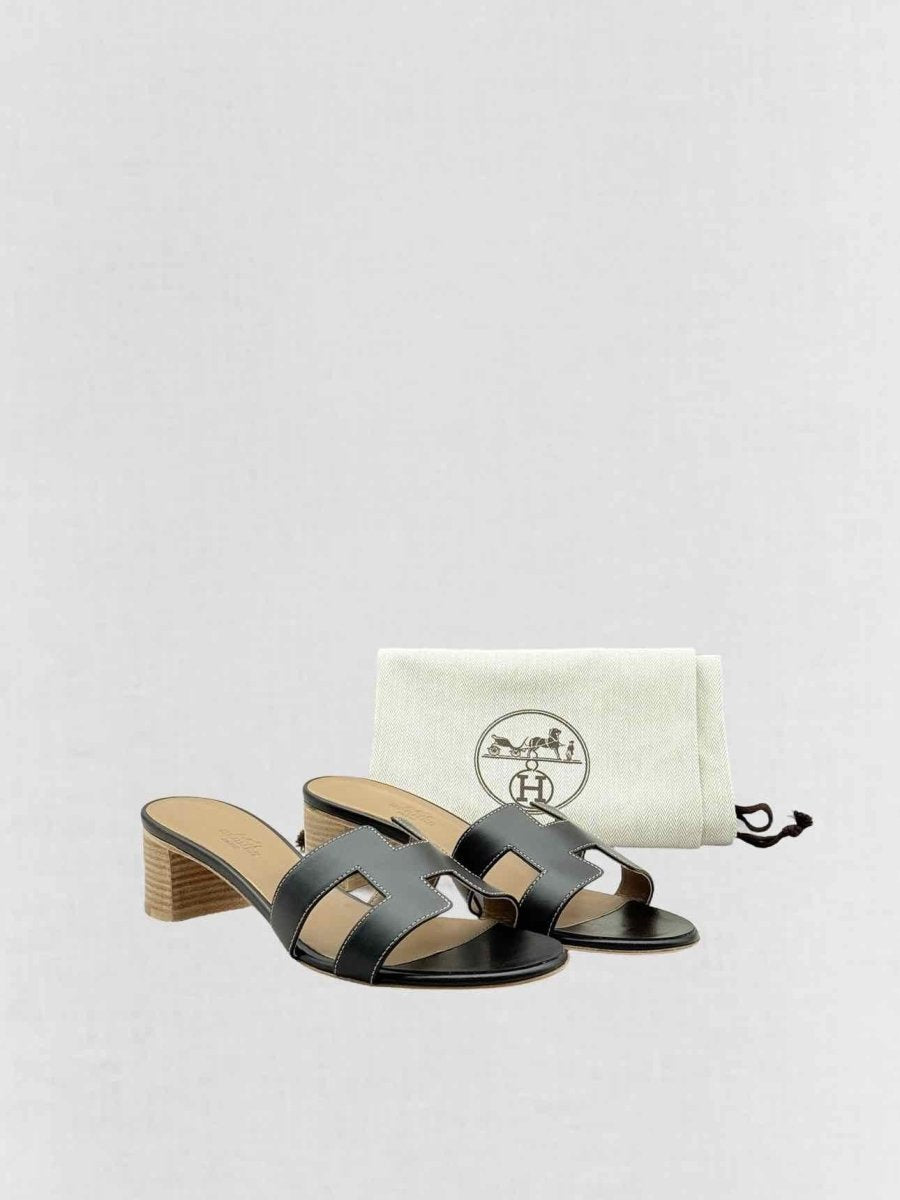 Pre - loved HERMES Oasis Black Size EU 40 Heeled Sandals at Reems Closet