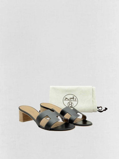 Pre - loved HERMES Oasis Black Size EU 40 Heeled Sandals at Reems Closet