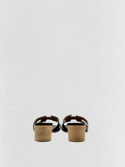 Pre - loved HERMES Oasis Black Size EU 40 Heeled Sandals at Reems Closet